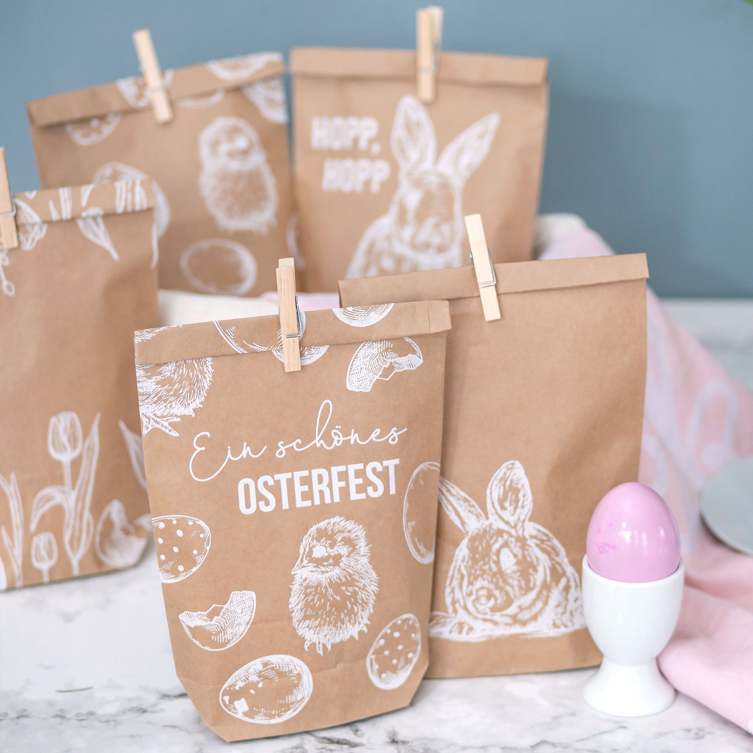 PAPIERDRACHEN Osternest 12 bedruckte Geschenktüten, Osterdekoration