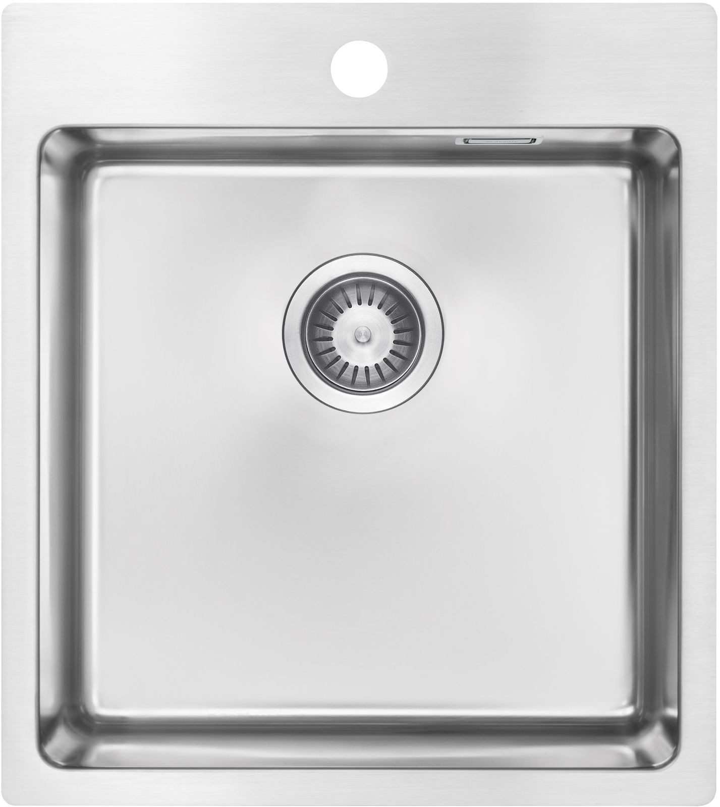 Edelstahlspüle Einbauspülbecken Chrom eckig 45 cm aus Edelstahl mit verdecktem Ablauf