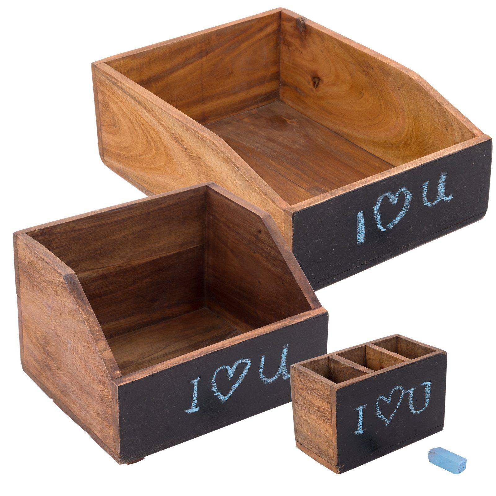 DESIGN DELIGHTS Aufbewahrungsbox SCHREIBTISCH ORGANIZER SET "OFFICE", 3-teilig, Altholz massiv, 12 b