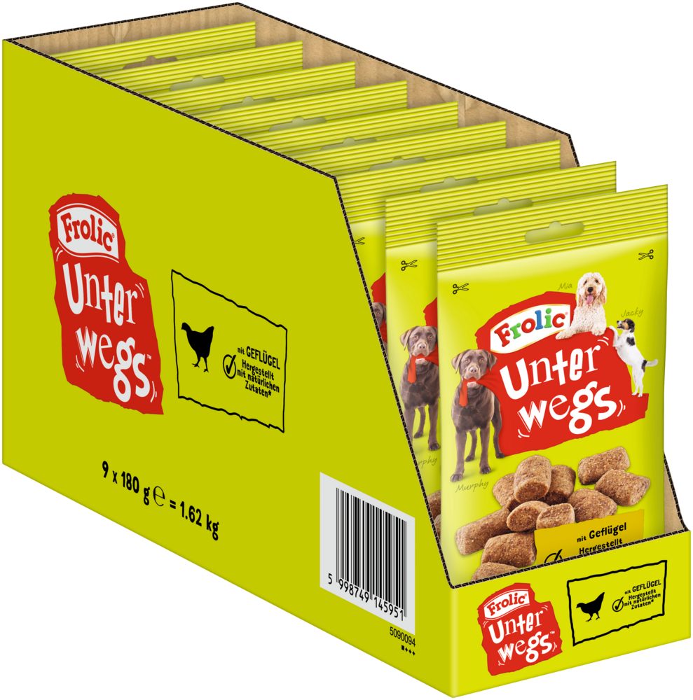 Frolic FROLIC™ UNTERWEGS™ Beutel Geflügel 9 x 180g, Snack für: Hunde