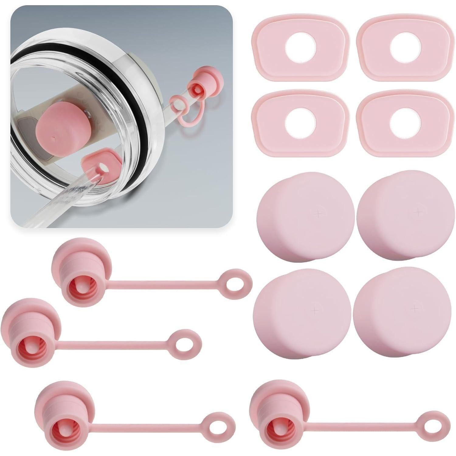 LuxusKollektion Trinkhalme Strohhalmverschluss Silikon Auslaufschutz 30oz 40oz Rosa 12 Stück