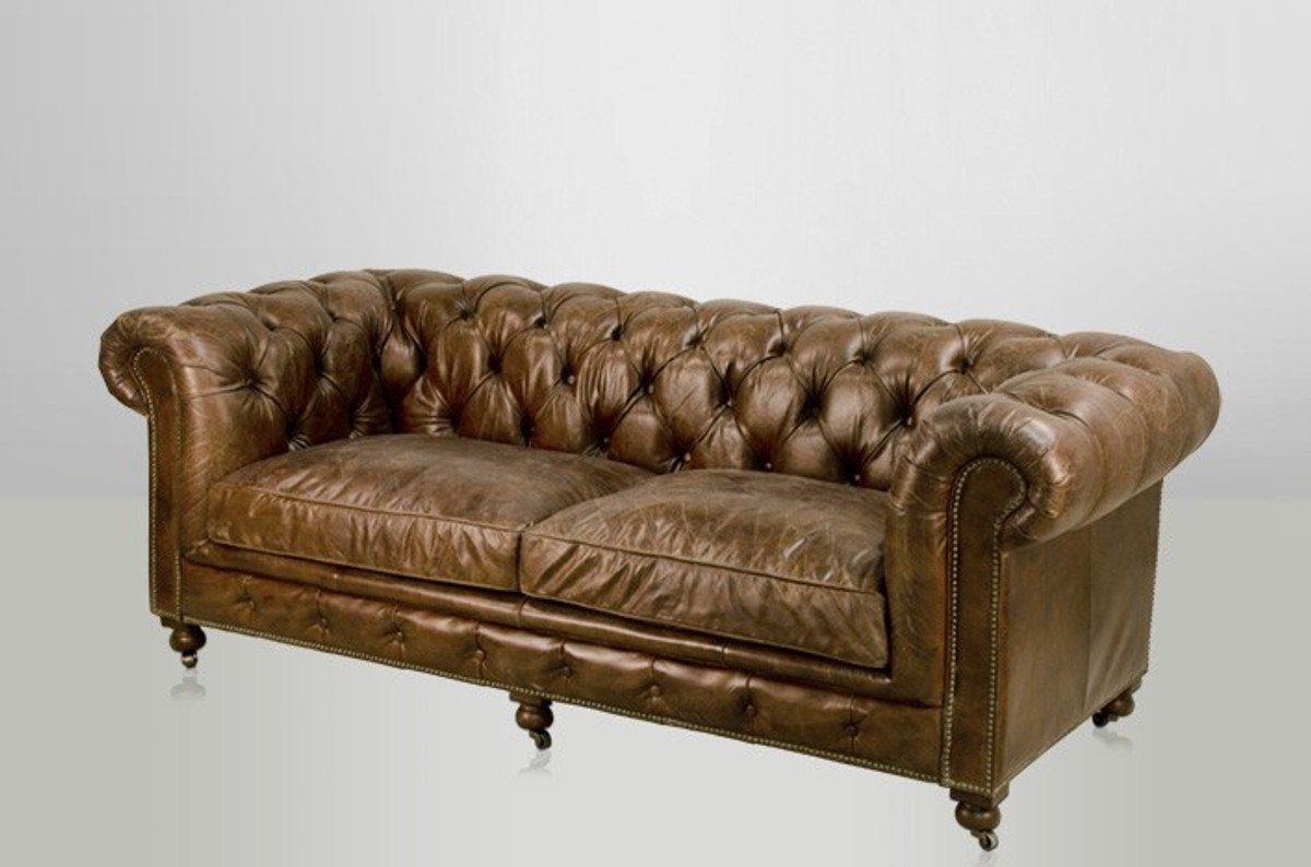Padrino 2.5 Sofa Seater Casa Vintage Cigar Chesterfield-Sofa von Chesterfield Leder Luxus Leder Echt