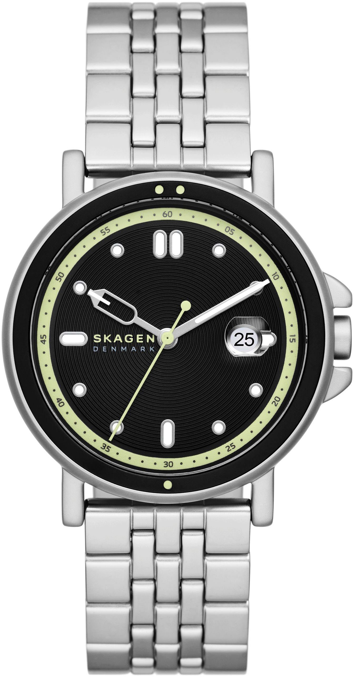 Skagen Quarzuhr SIGNATUR SPORT, Armbanduhr, Herrenuhr, Datum, analog, Edelstahlarmband