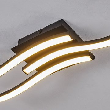hofstein Deckenleuchte »Stagno« gebogene Deckenlampe aus Metall/Kunststoff in Schwarz/Weiß, 3000 Kelvin, 3xLED 5 Watt, 1800 Lumen