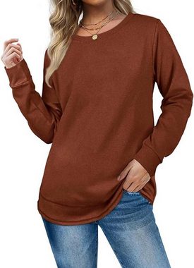 FIDDY 2-in-1-Pullover Damen Sweatshirt Pullover Basic Langarmshirt Oversize Rundhals Langarm