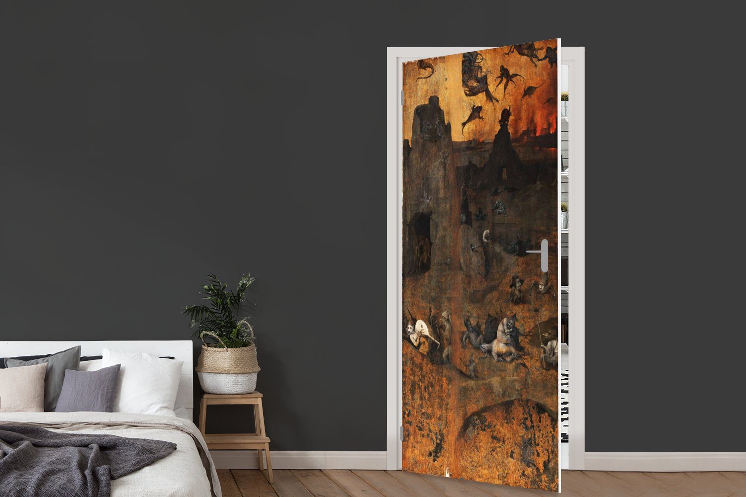 Gemälde Türtapete Matt, Türaufkleber, bedruckt, (1 für St), MuchoWow Bosch, und Hölle 75x205 Tür, Hieronymus von Sintflut - Fototapete cm
