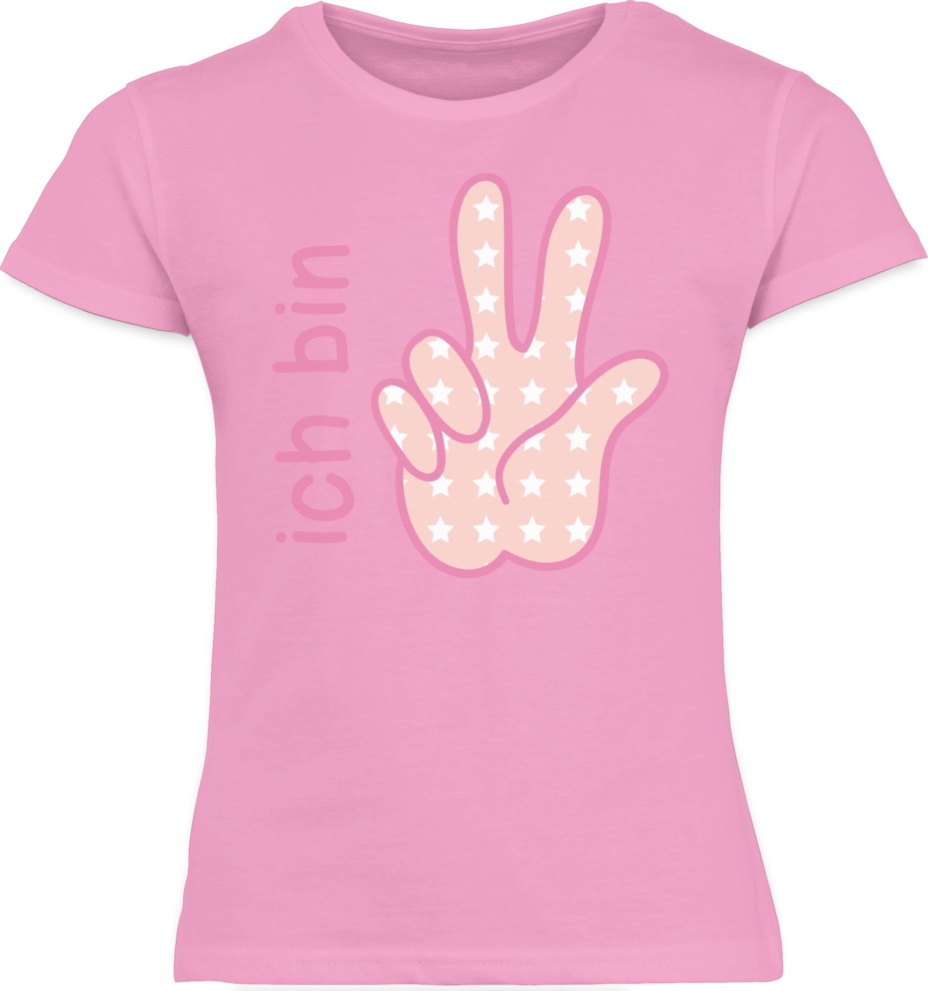 Rosa T-Shirt Geburtstag Ich Zeichensprache 3. rosa bin 3 Shirtracer drei