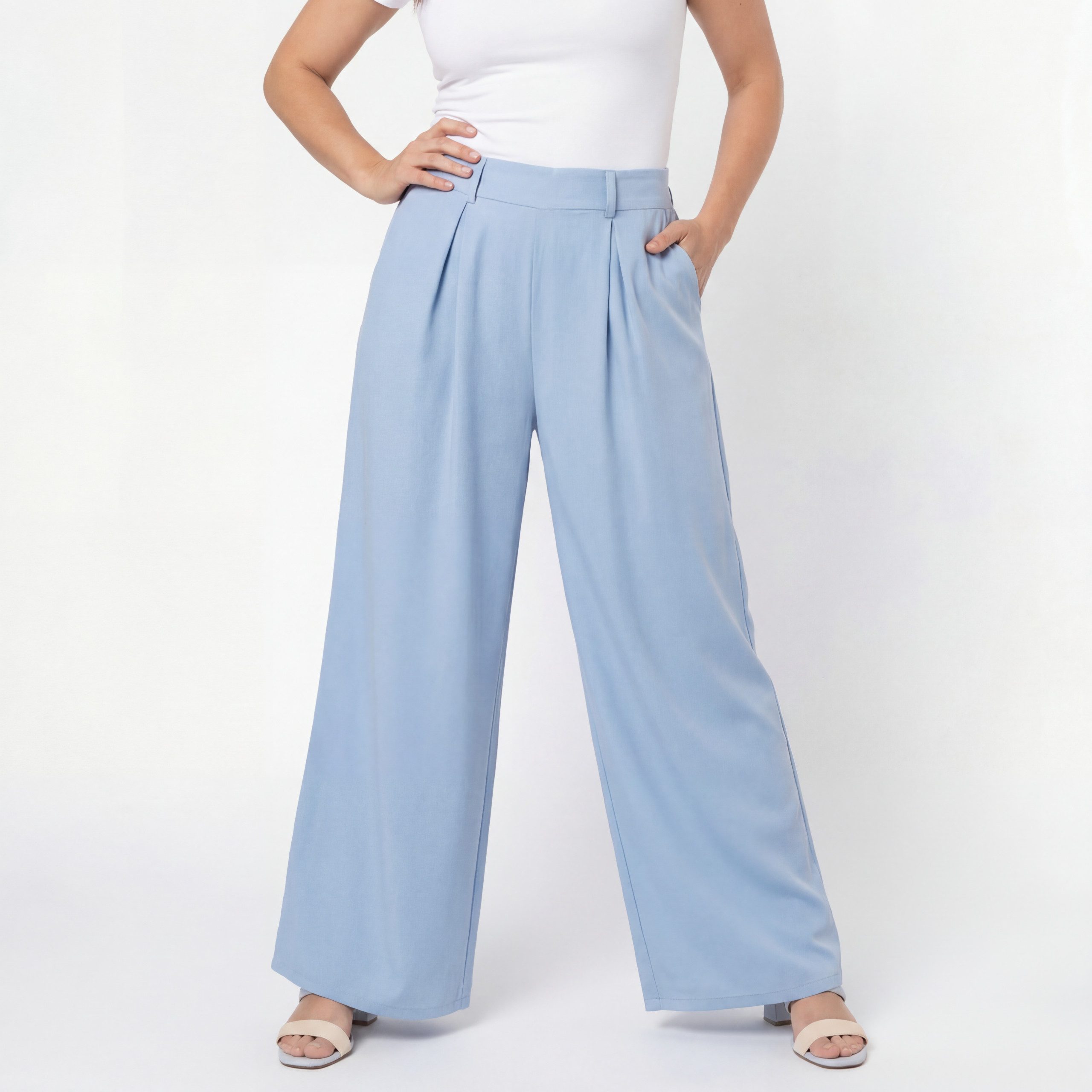 Aurela Damenmode Culotte Damen Sommerhose Wide Leg Bundfalten Hose Palazzo günstig online kaufen