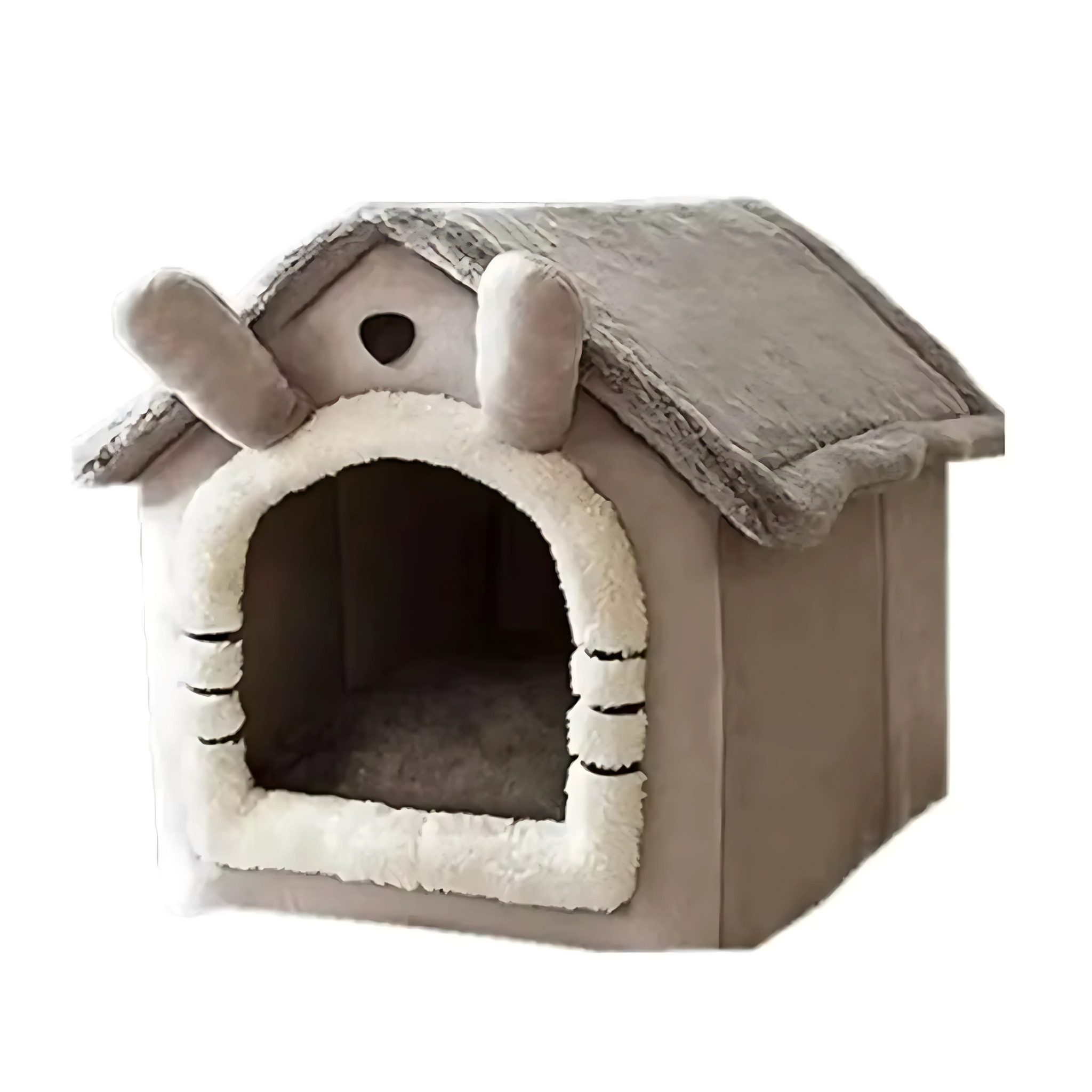 HS.SUPPLY Tierhaus Hundehaus, Katzenhaus, Tierhöhle, faltbare Hundehöhle, Tierhaus mit abnehmbaren Liegekissen, weich & flauschig