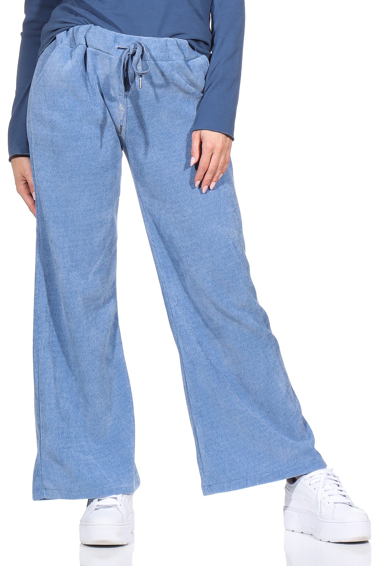 OriginalYou Cordhose Freizeithose Damen Soft Cord Hose weiches Cordgewebe mit Stretch, Unifarbe – Bild 3 von 5