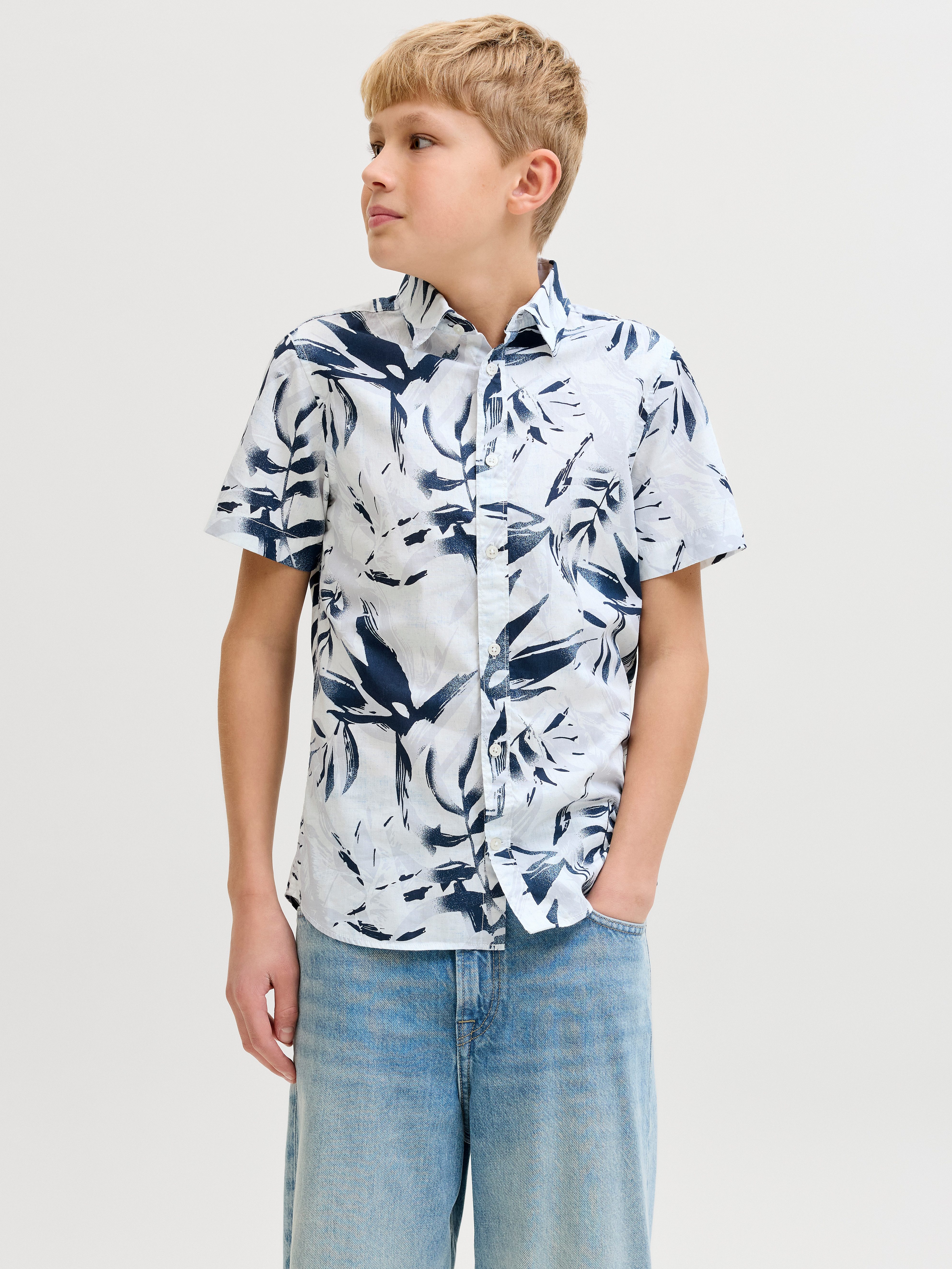 Jack & Jones Junior Kurzarmhemd JJHONOLULU AOP SHIRT SS JNR mit Allover-Print