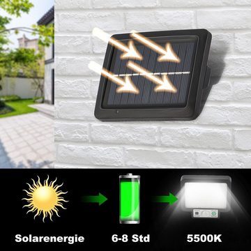 LETGOSPT Außen-Wandleuchte LED Außen-Wandleuchte, LED Solar Strahler Außen mit Bewegungsmelder, LED fest integriert, Tageslichtweiß, 56/72 LEDs Solarleuchte, mit Bewegungsmelder, Fluter Sensor Strahler