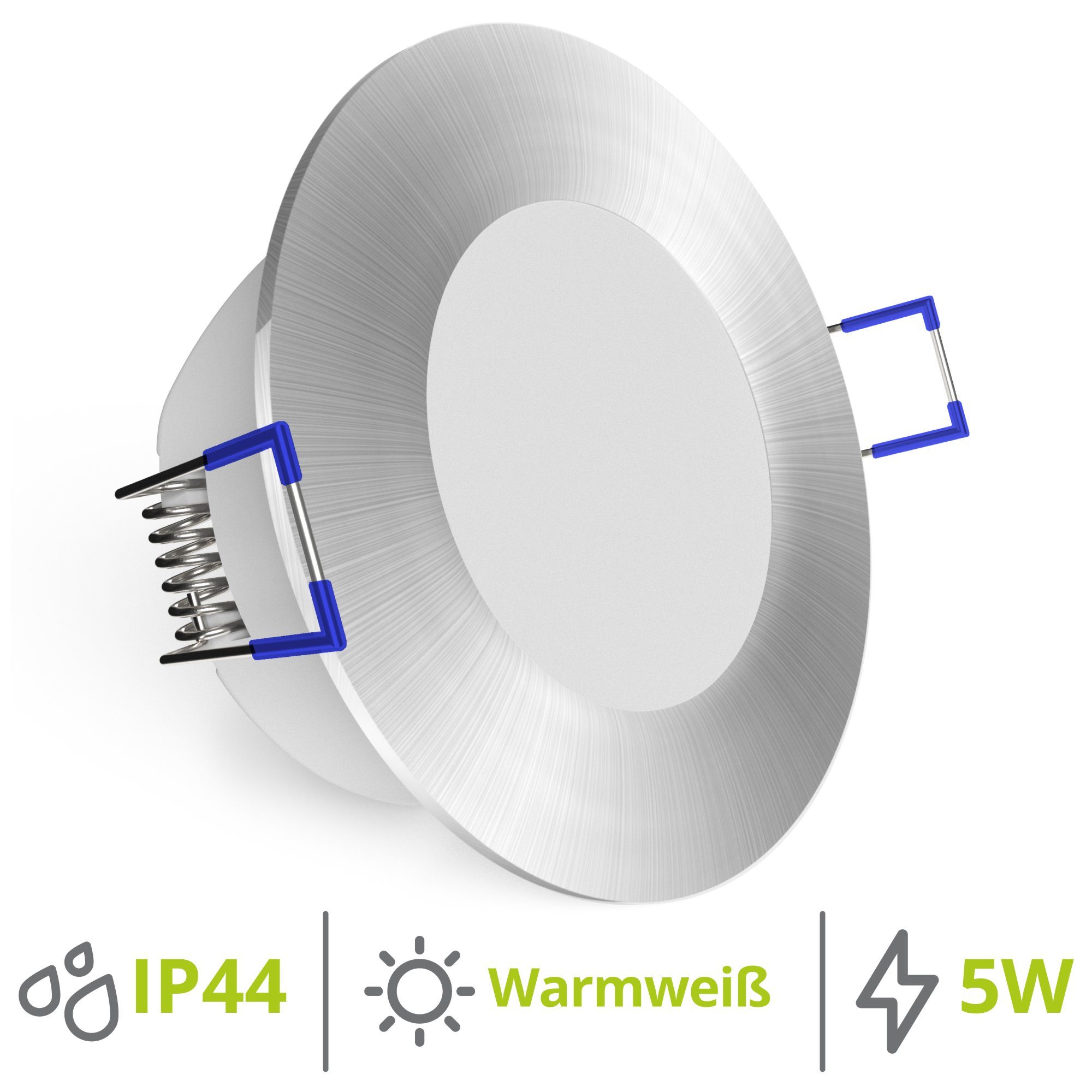 linovum LED Einbaustrahler »WEEVO Einbaustrahler LED Bad geringe Einbautiefe  5W warmweiß - Spot IP44 rund gebürstet«