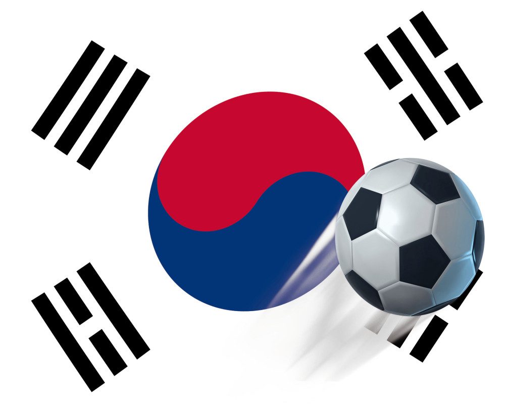 1art1 Poster FuÃŸball Kunstdruck Bild - Süd Korea Länder-Flagge (40 x 50 cm)