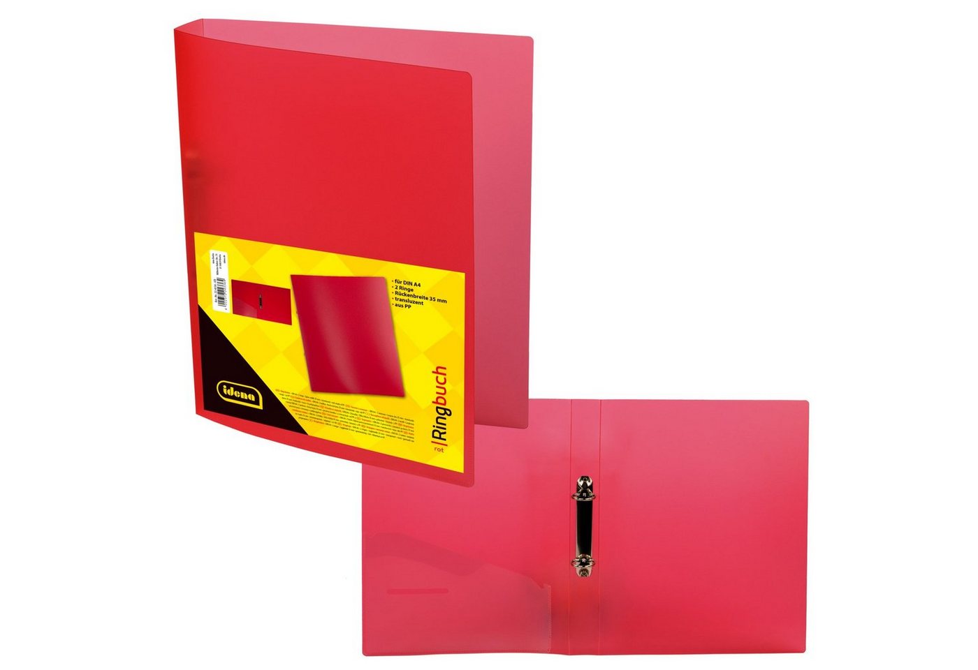 Idena Hefter Idena 224336 - Ringbuch DIN A4, aus PP, 2 Ringe, 35 mm Rückenbreite