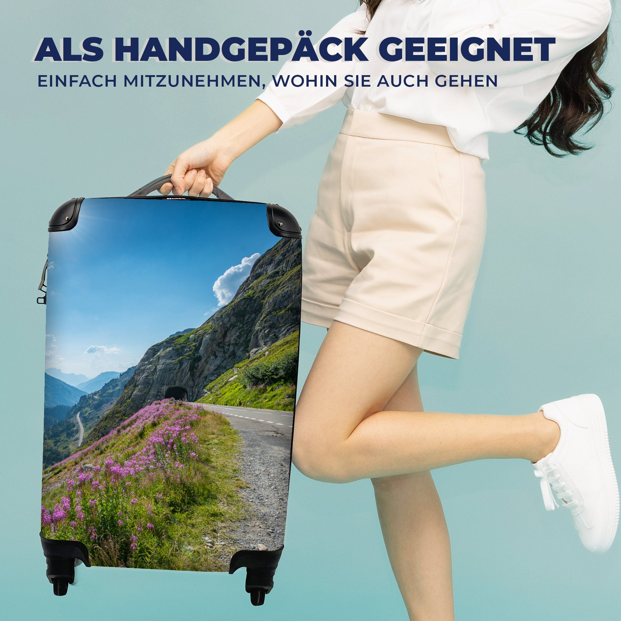 Handgepäck rollen, Alpen MuchoWow Ferien, 4 - Handgepäckkoffer - Rollen, Reisetasche Reisekoffer für Trolley, mit Natur, Schweiz