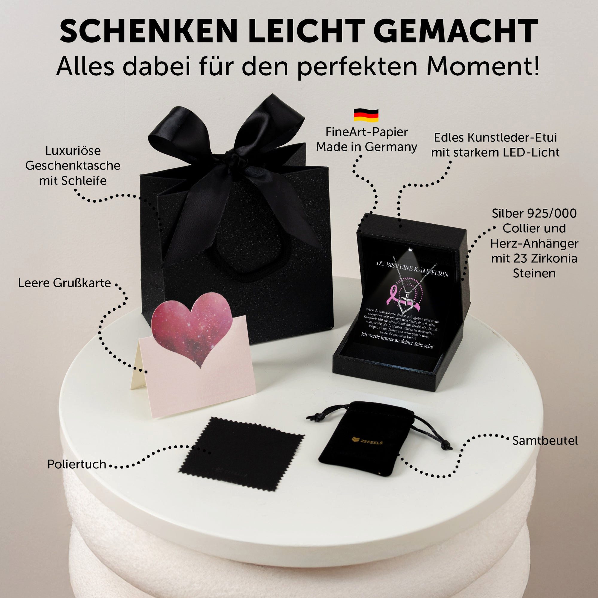 22Feels Schmuckset Brustkrebs Kämpferin Geschenk Therapie Mammakarzinom Fra günstig online kaufen