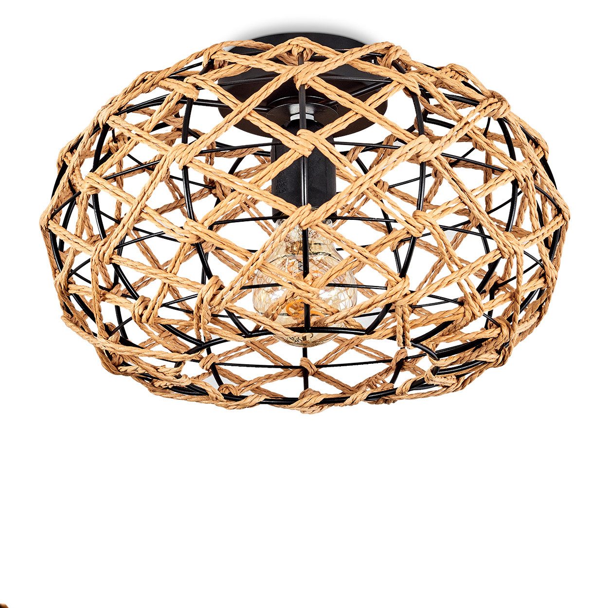 hofstein Deckenleuchte moderne Deckenlampe aus Holz/Rattan/Metall günstig online kaufen