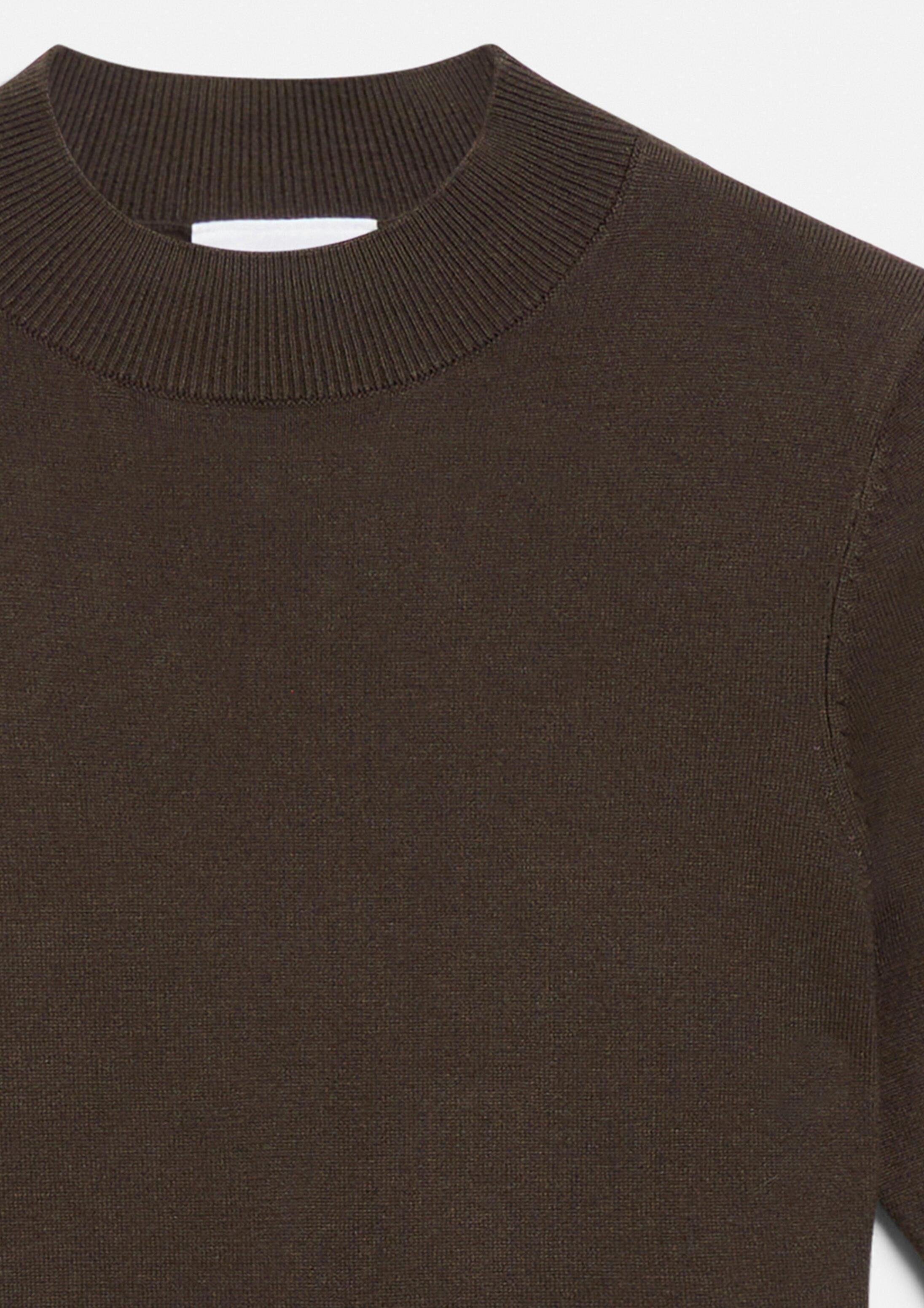comma Kurzarmpullover Strickpullover Feinstrick-Pullover mit leichtem Mockneck
