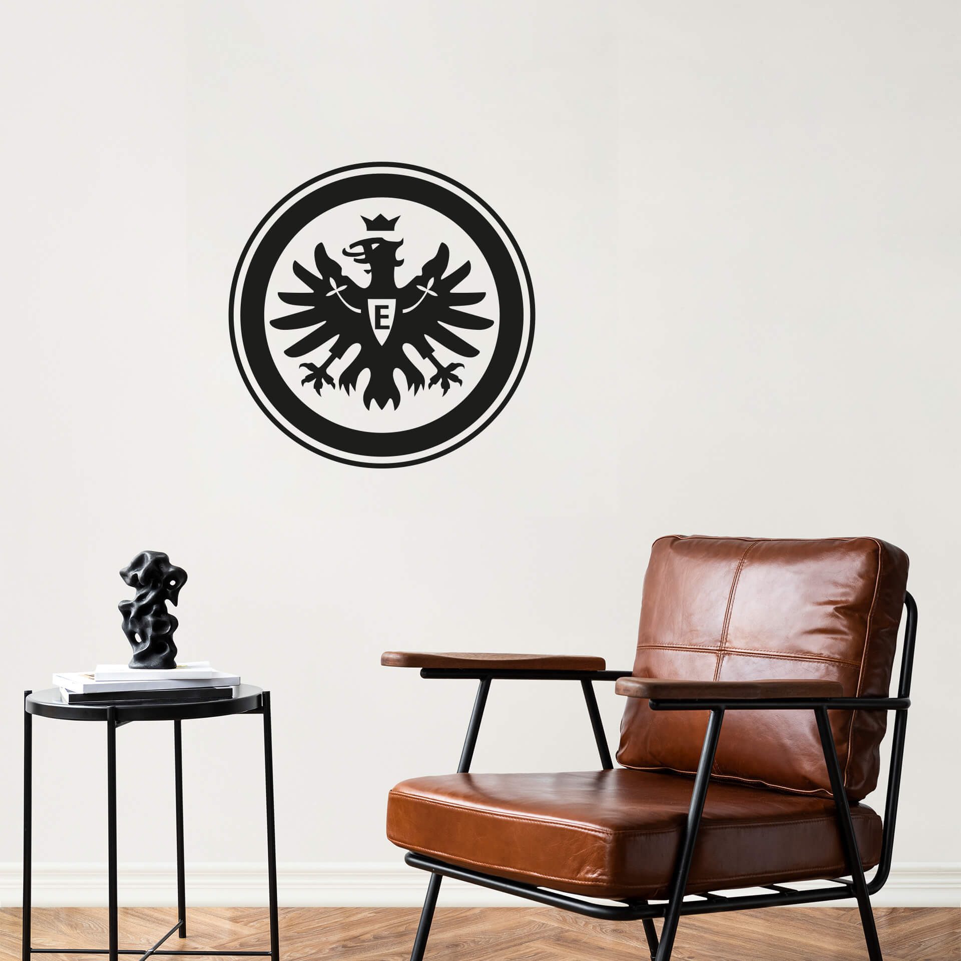 Eintracht Frankfurt Wandtattoo Eintracht Frankfurt Wandsticker Fußball Logo Adler Wappen, Schwarzes Eintracht Frankfurt Logo selbstklebend, entfernbar