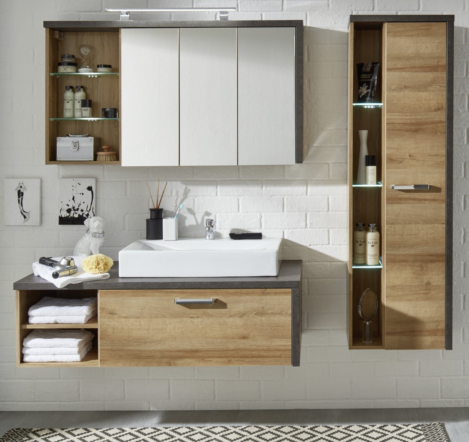 trendteam Badmöbel-Set Bay, (Komplett-Set, 3-teilig mit günstig online kaufen