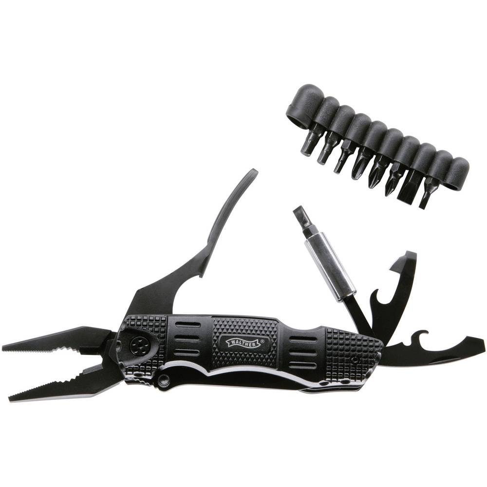 Walther Taschenmesser Outdoor-Multifunktionsmesser, mit Holster, mit Bit-Set, mit Clip