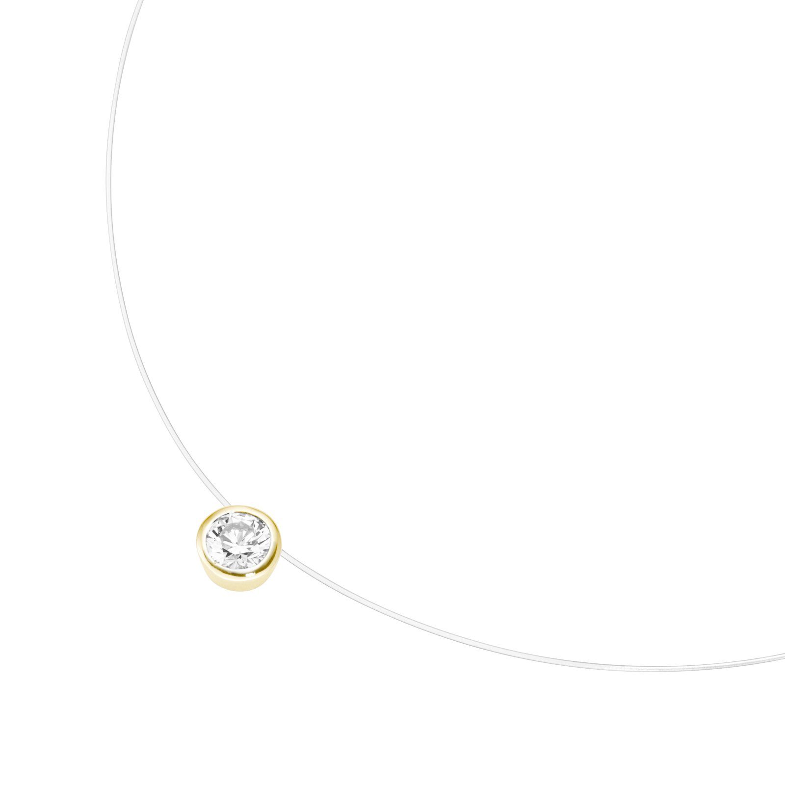 Smart Jewel Collier schwebender Stein, Zirkonia, Silber 925, 1 weißer  Zirkonia mit Zarge gefasst, ca. 7 mm groß
