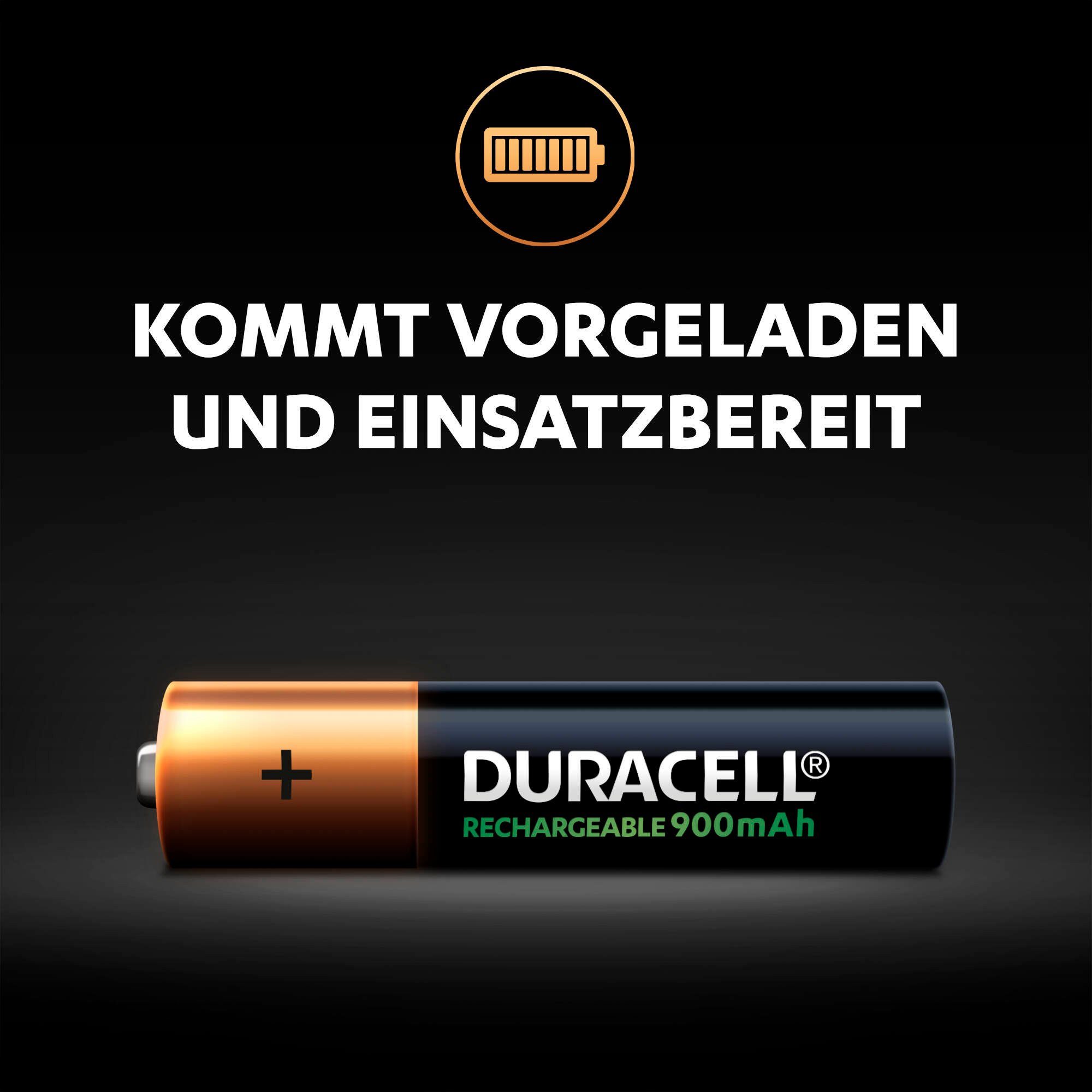 (4 Rechargeable St) Duracell 4er Batterie, Pack 900mAh AAA