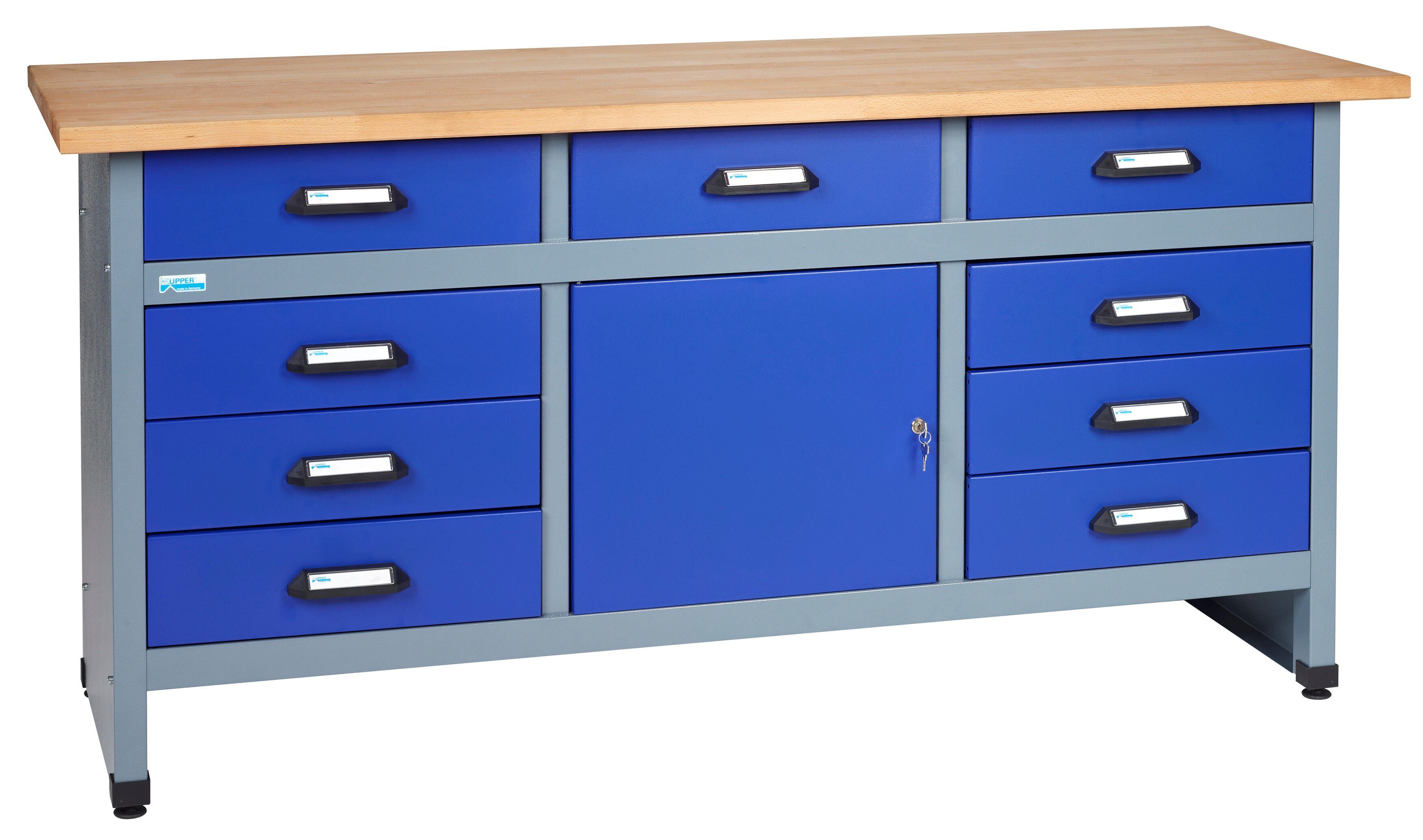 KÜPPER Werkbank 12877, 9 Schubladen, 1 Tür, 300 kg Traglast, 30 mm Buchenarbeitsplatte
