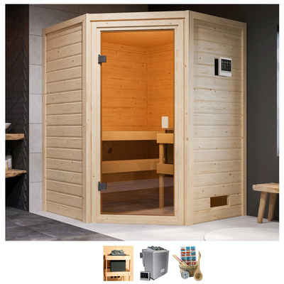 welltime Sauna »Anni«, BxTxH: 145 x 145 x 187 cm, 38 mm, 4,5-kW-Bio-Ofen mit ext. Steuerung