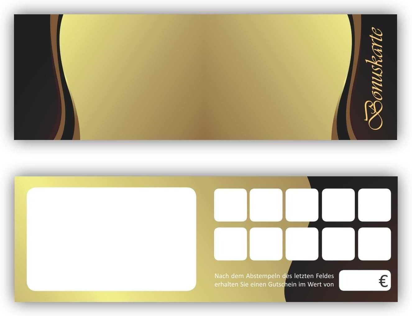 LYSCO Visitenkarten Bonuskarte Kundenkarte Premium neutral gold, klappbar (BOK-400), Treuekarte,Rabattkarte,Sammeln,10 Stempelfelder + Firmenstempel