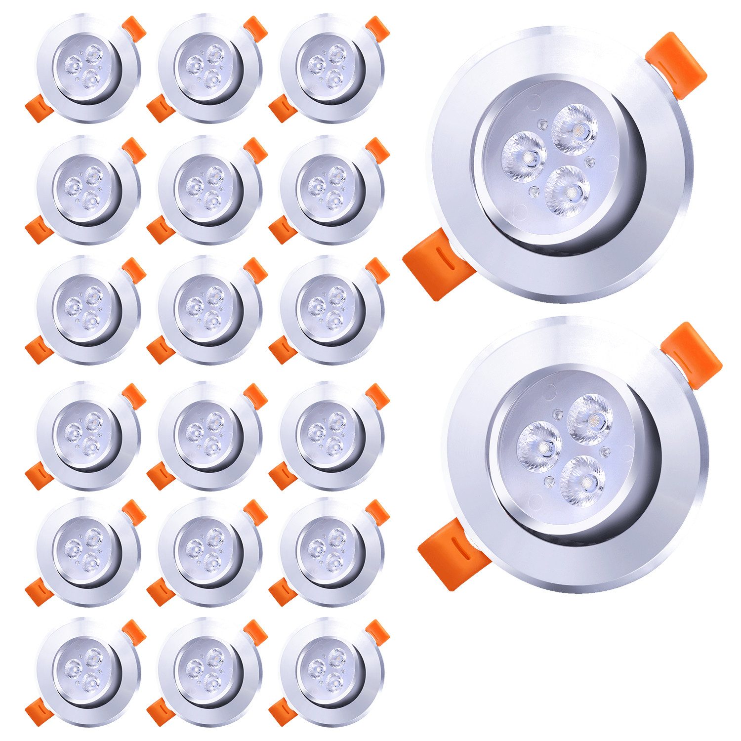 Clanmacy LED Einbaustrahler 20X LED Spot Einbaustrahler Set 3W Kaltmweiß De günstig online kaufen