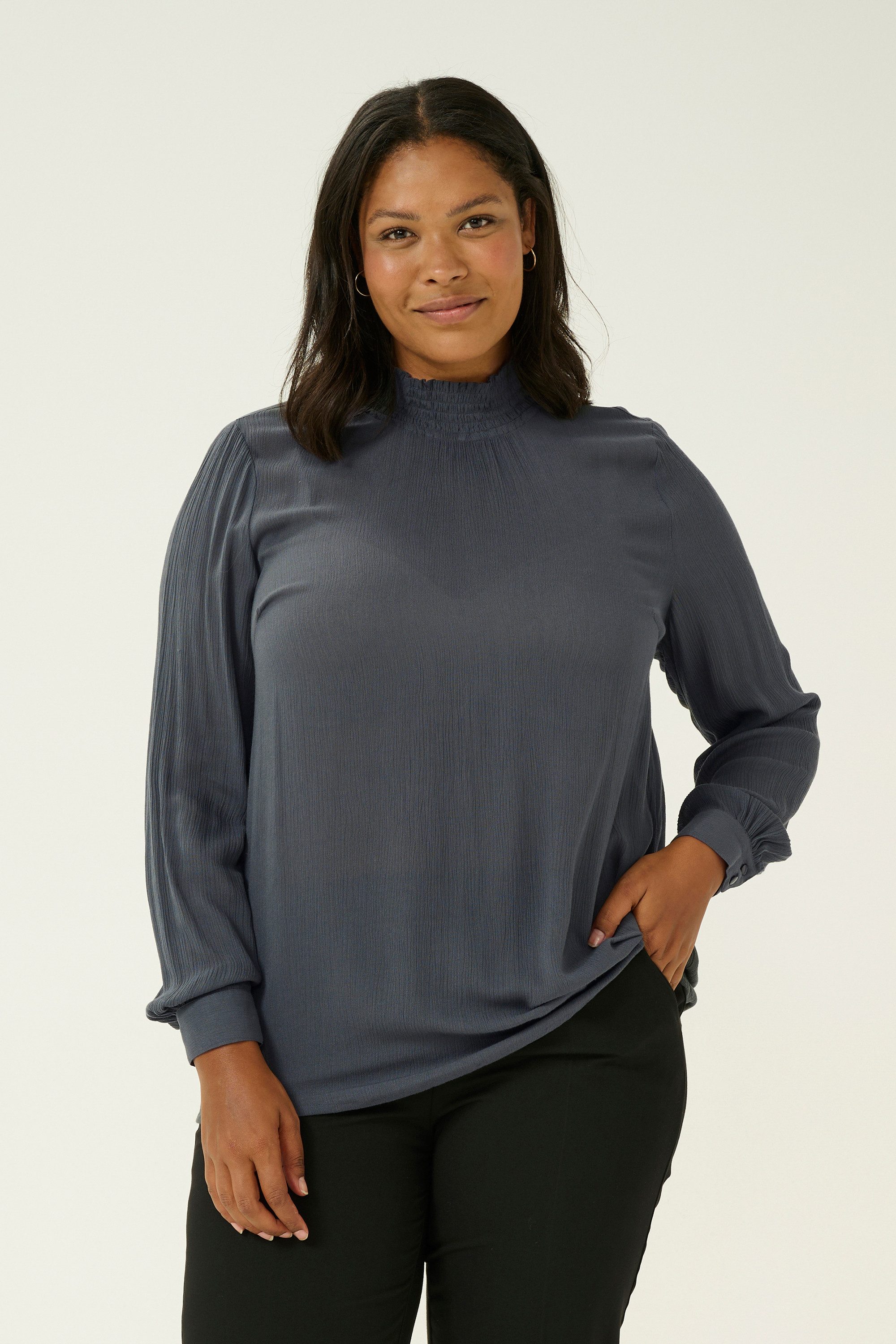 KAFFE Curve Langarmbluse Langarm-Bluse KCtrudi Große Größen günstig online kaufen