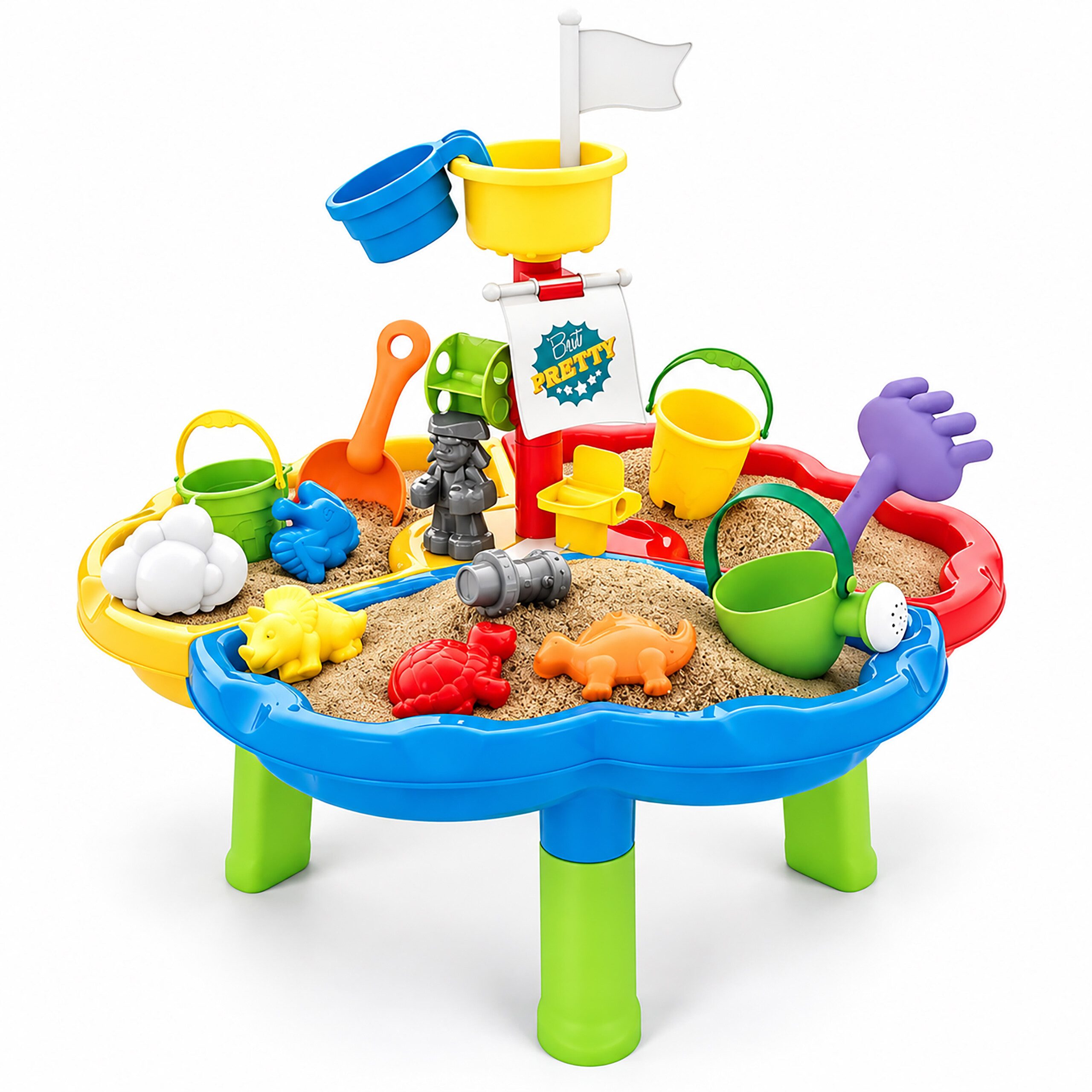 relaxdays Wasserspieltisch Kinder 3 Fächer Pirat, (25-tlg)