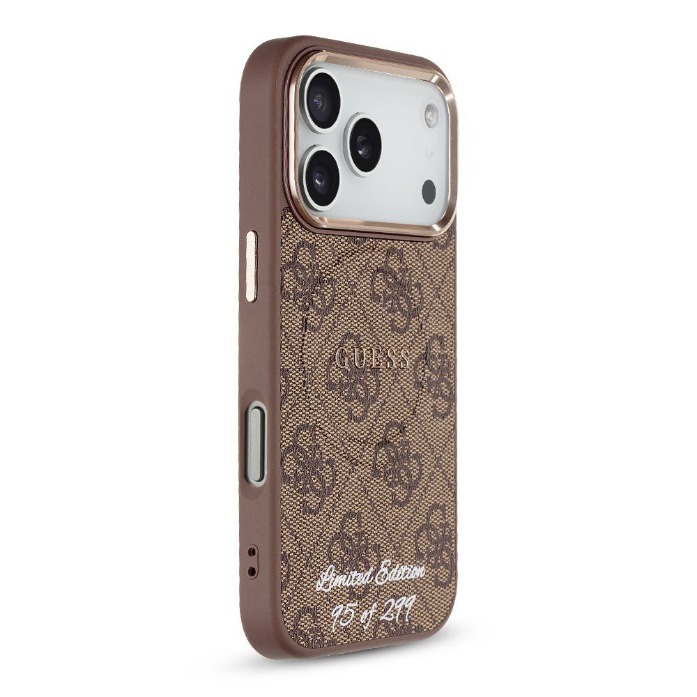 Guess Handyhülle Limited Edition Hülle Case iPhone 17 Pro Kunstleder braun Kette MagSaf 6,3 Zoll, Kantenschutz – Bild 5 von 5