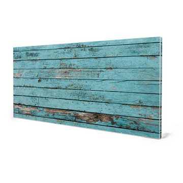 banjado Wandtafel Stahl Blaue Holzlatten, (inkl. 4 Magnete, Stahlmagnettafel)