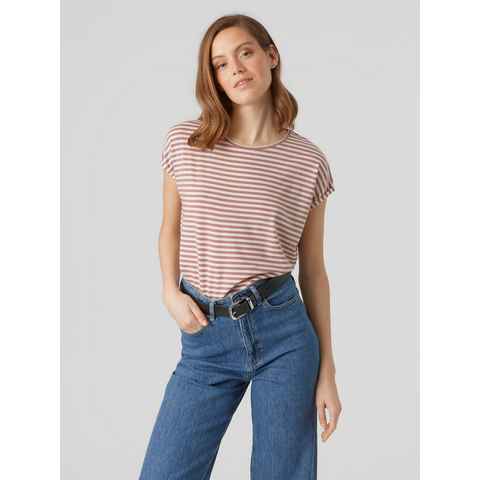 Vero Moda Rundhalsshirt VMAVA PLAIN SS TOP STRIPE GA JRS NOOS