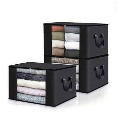 Meri-Home Aufbewahrungstasche 90LAufbewahrungsbox mit Reißverschluss Unterbett Kleidung Bettdecken (3-tlg)
