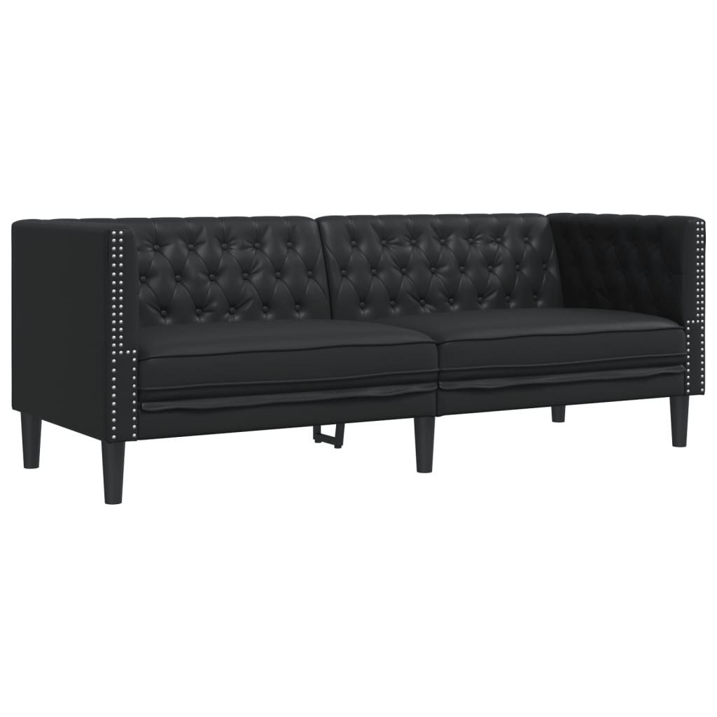 vidaXL Sofa Chesterfield-Sofa 3-Sitzer Schwarz Kunstleder günstig online kaufen