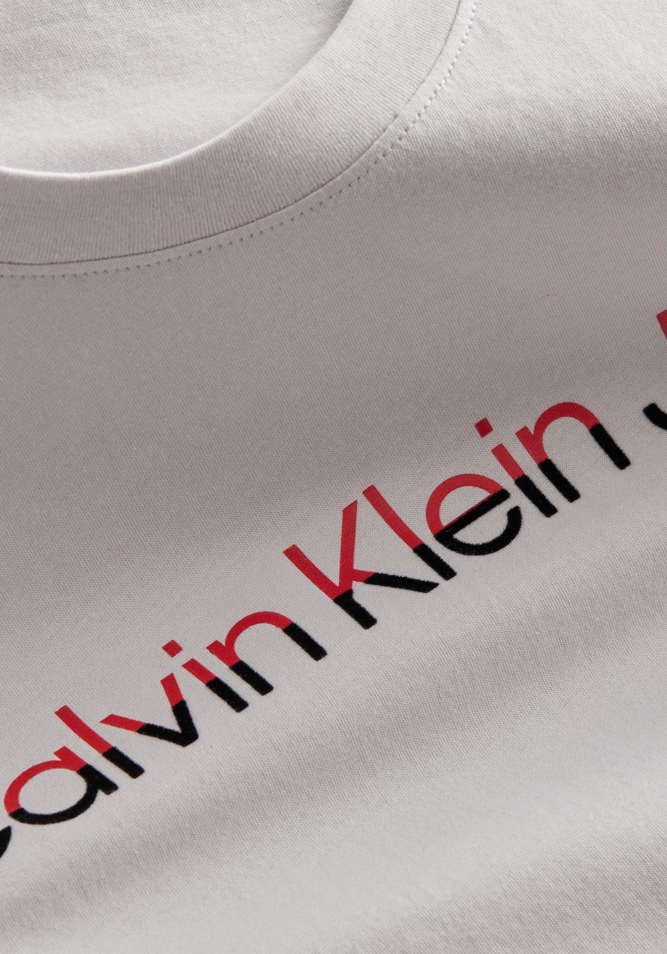 mit grau Logoschriftzug T-Shirt Jeans Shirt Klein INSTITUTIONA Calvin Klein MIXED Calvin