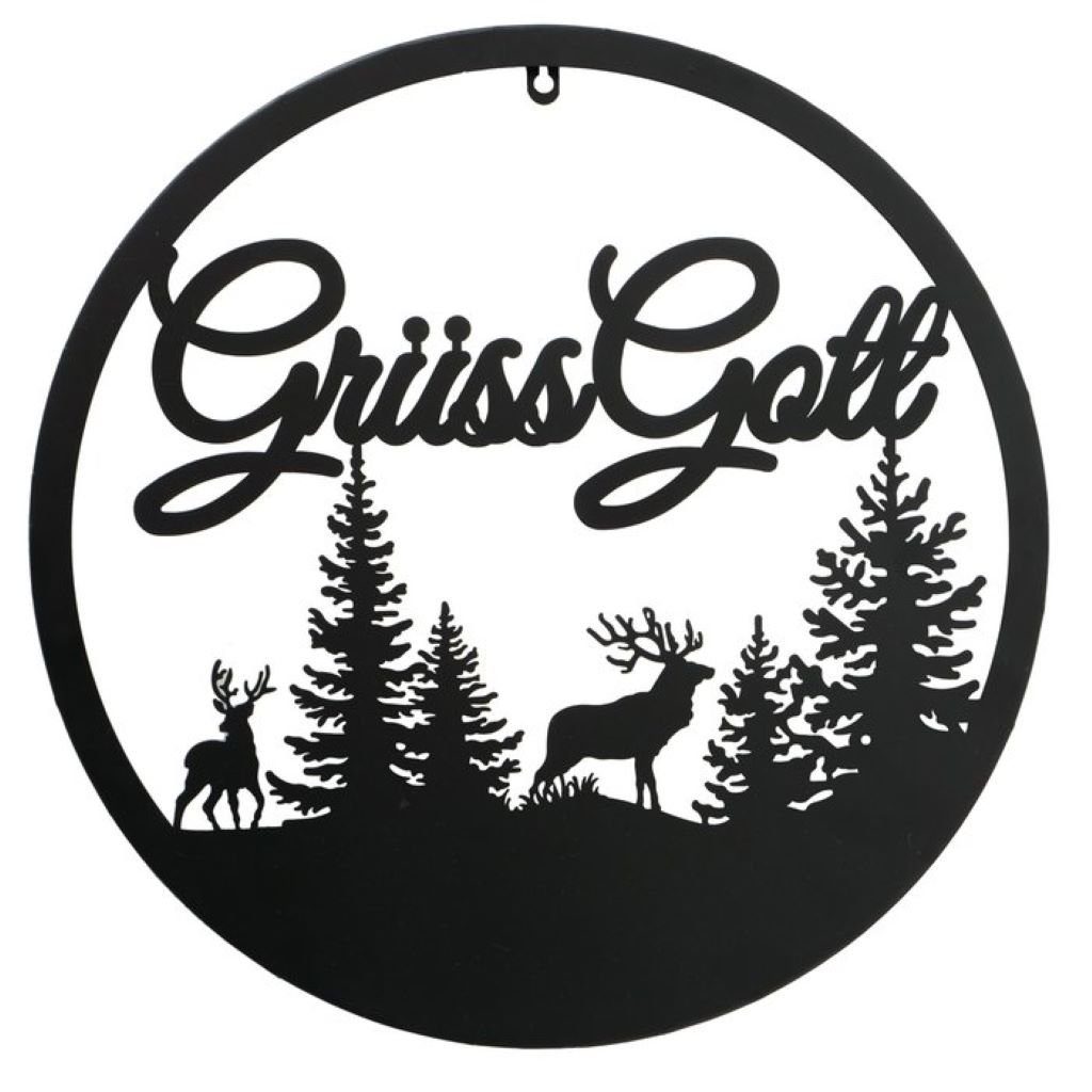 BOLTZE Metallschild Schild "Grüss Gott" mit Waldszene