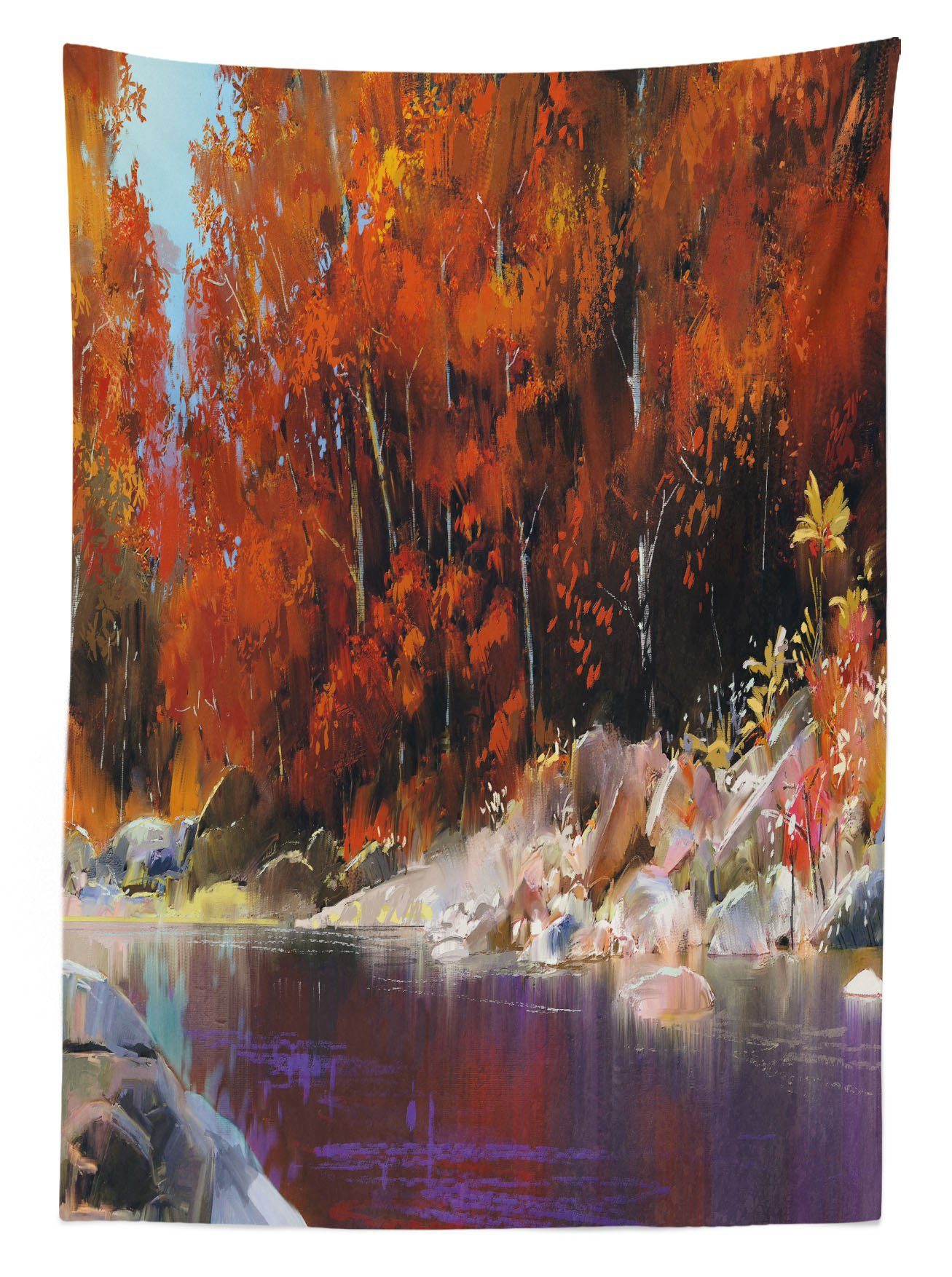 Farbfest Außen mit Waschbar geeignet Abakuhaus Felsen Herbst-Wald Tischdecke Natur Bereich Farben, Für den Klare