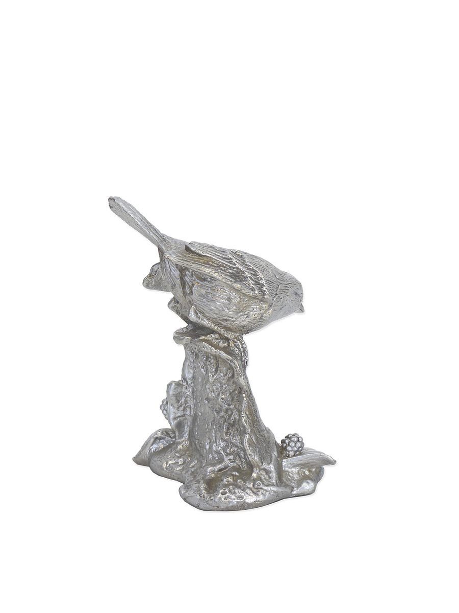 Figur vernickelt Vogel Bronze Gartenvogel Tierfigur Skulptur AFG