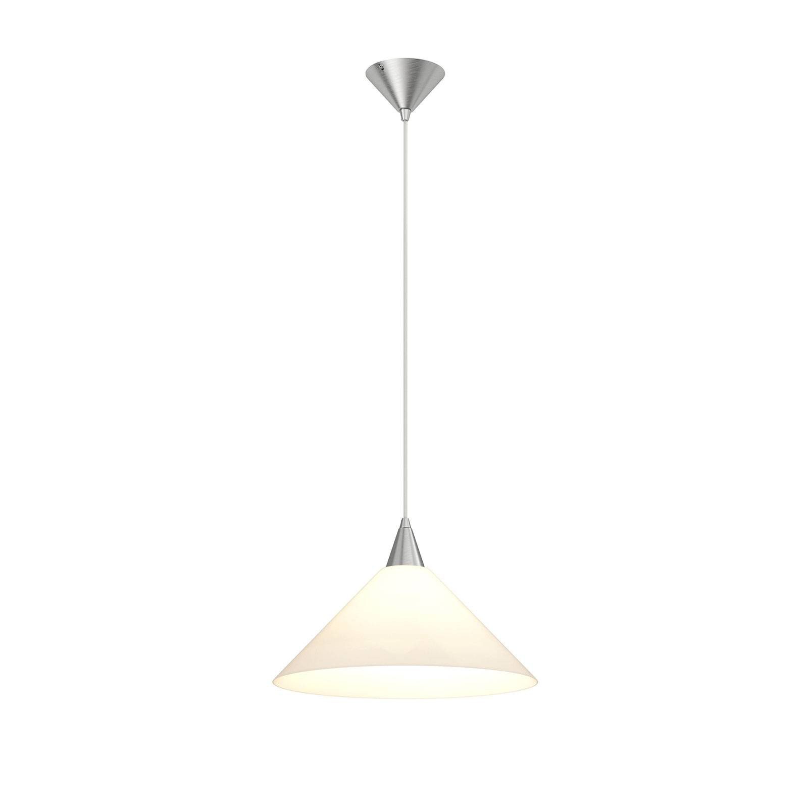 Lindby Pendelleuchte Petra, dimmbar, Leuchtmittel nicht inklusive, Modern, Glas, Metall, weiß, 1 flammig, E27, Glas Hängelampe