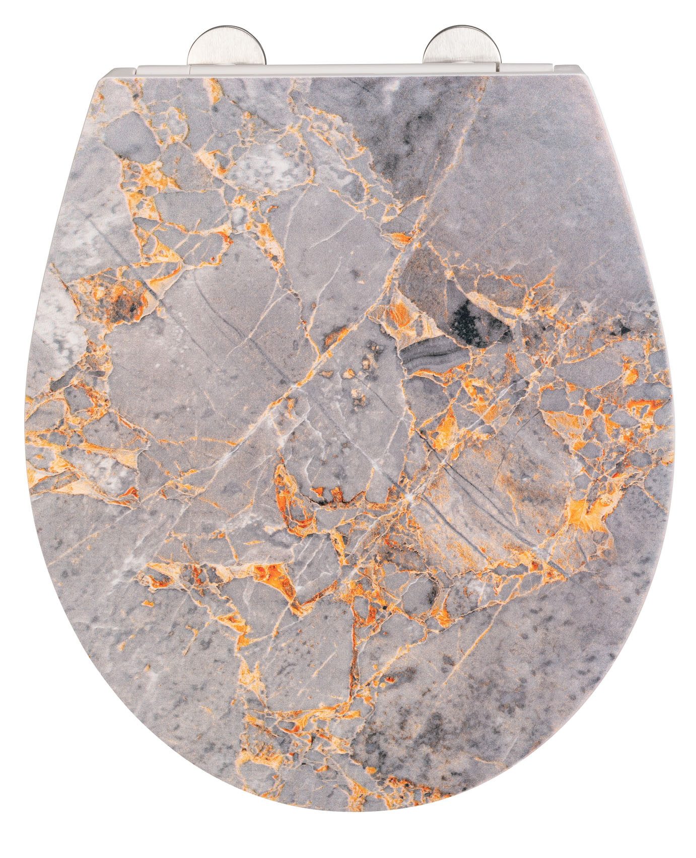 WENKO WC-Sitz Grey Marble, mit Relief, aus antibakteriellem Duroplast