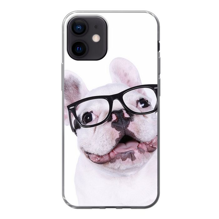 MuchoWow Handyhülle Hund - Brille - Hipster Handyhülle Apple iPhone 12 Smartphone-Bumper Print Handy