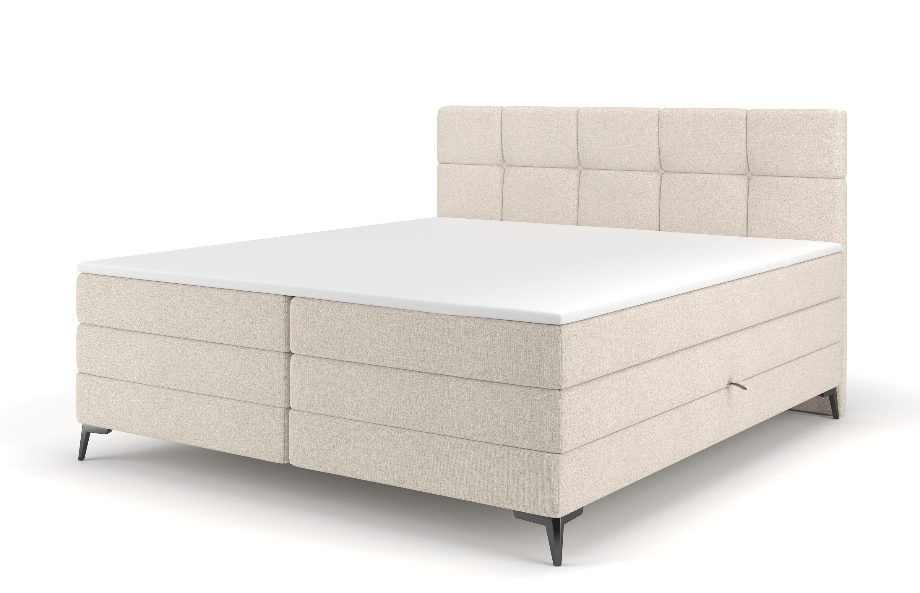B&B Home Boxspringbett Soho mit Doppelmatratze & Topper (Kopfteil, Bettkasten, Bonellfederkern- und Taschenfederkernmatratze, Topper), Doppelmatratze