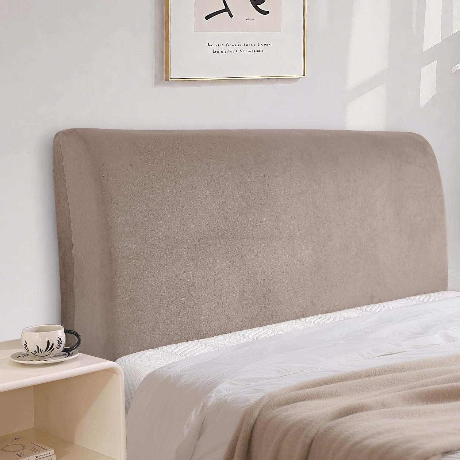 LuxusKollektion Betthusse Kopfteilbezug Samt Khaki 150CM (Geeignete Breite: 140CM-165CM)