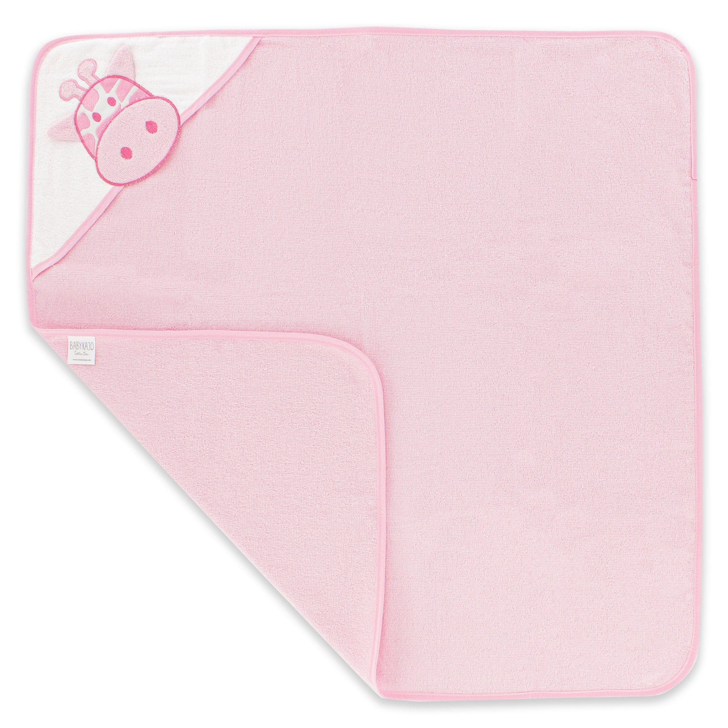 rosa Handtuch Babykajo Frottee mit (1-St), Tiermuster Kapuzenhandtuch, Baby
