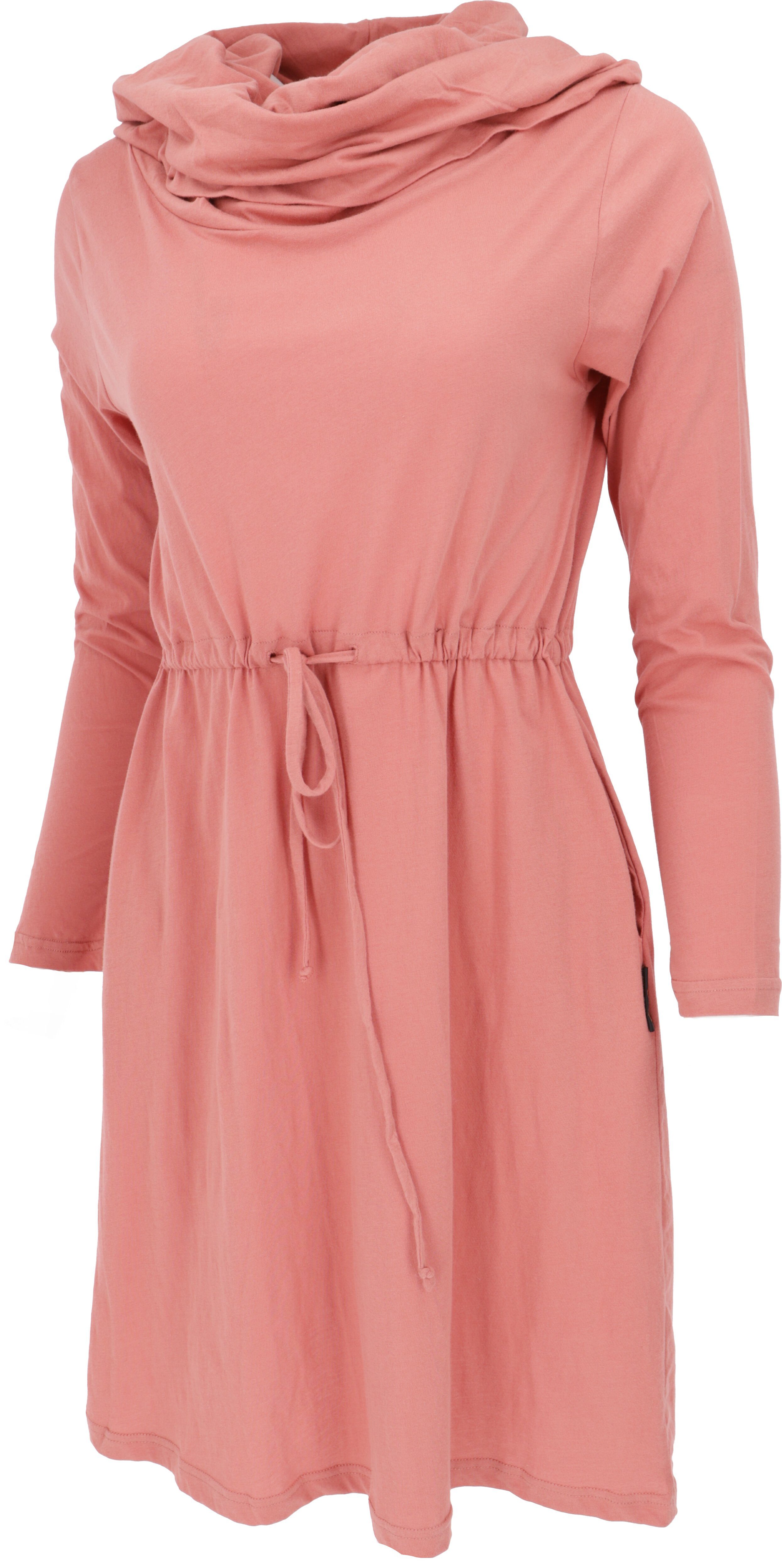 Guru-Shop Midikleid Minikleid aus Bio-Baumwolle mit Schalkapuze und.. alternative Bekleidung